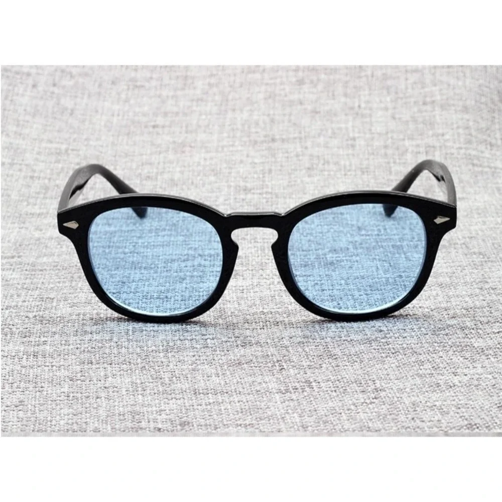 Blue‎ Lens Sunglasses Round Frame Retro Style Men's Fashion Lentes Gafas Humbres